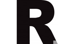 Lettre R noir sur fond blanc (15x14.7cm) - Sticker/autocollant
